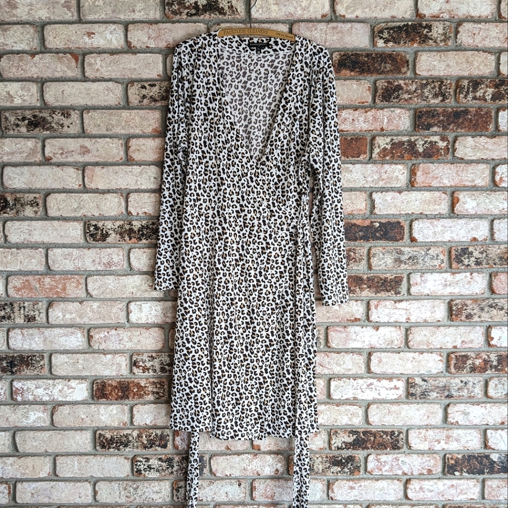 🐆 Banana Republic Leopard Midi Wrap Dress Animal Print XL